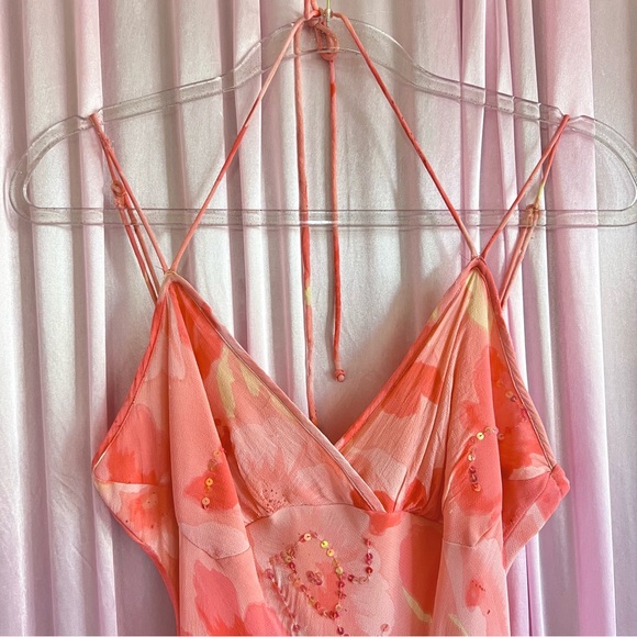 2 of Us Y2K Maxi Coral Floral Dress Sz Large - Picture 3 of 10